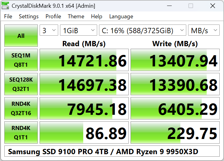 Интерфейс CrystalDiskMark Standard Edition