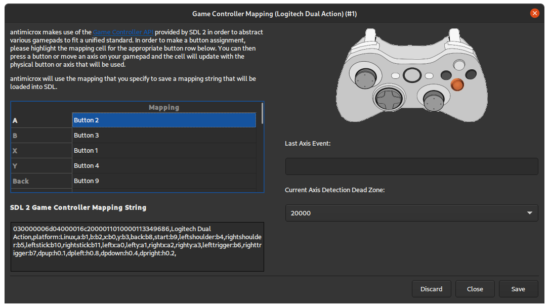 AntiMicroX Controller Mapping Interface
